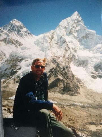 Robin Lee at Everest base camp